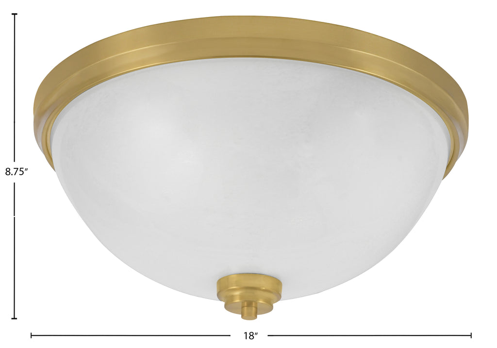 Flush Mounts Four Light Flush Mount in New Age Brass with White Marble Shade