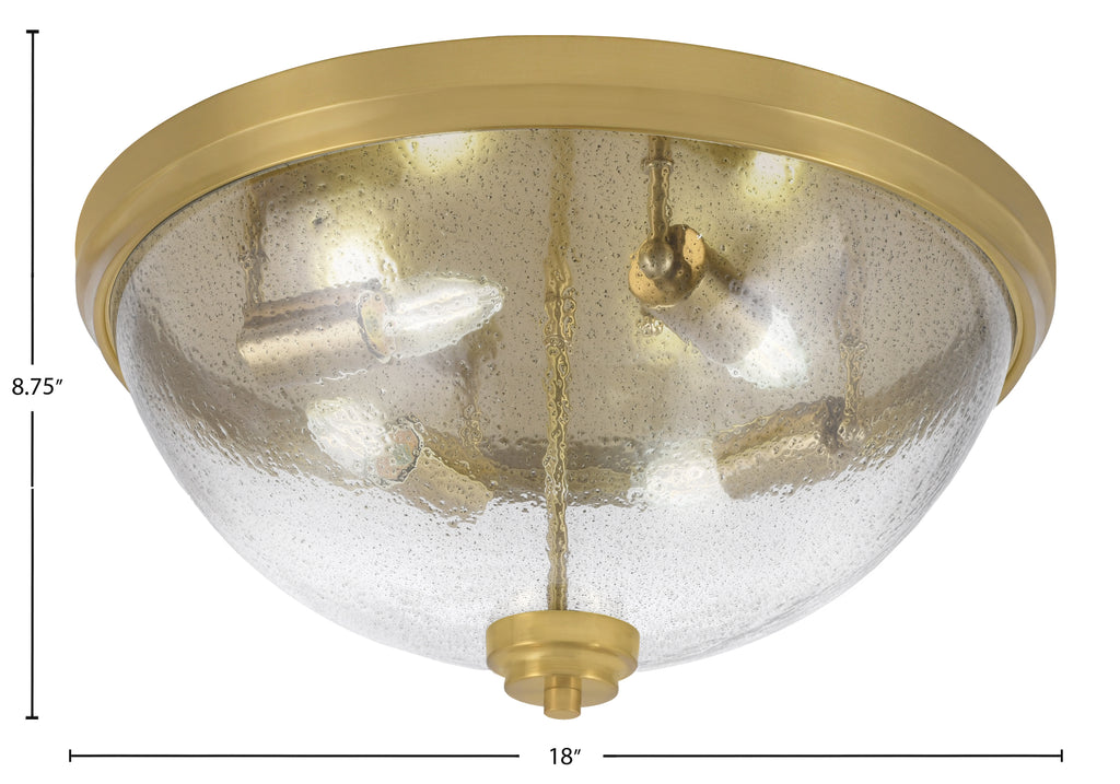 Flush Mounts Four Light Flush Mount in New Age Brass with Smoke Bubble Shade