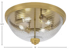 Flush Mounts Four Light Flush Mount in New Age Brass with Clear Ribbed Shade