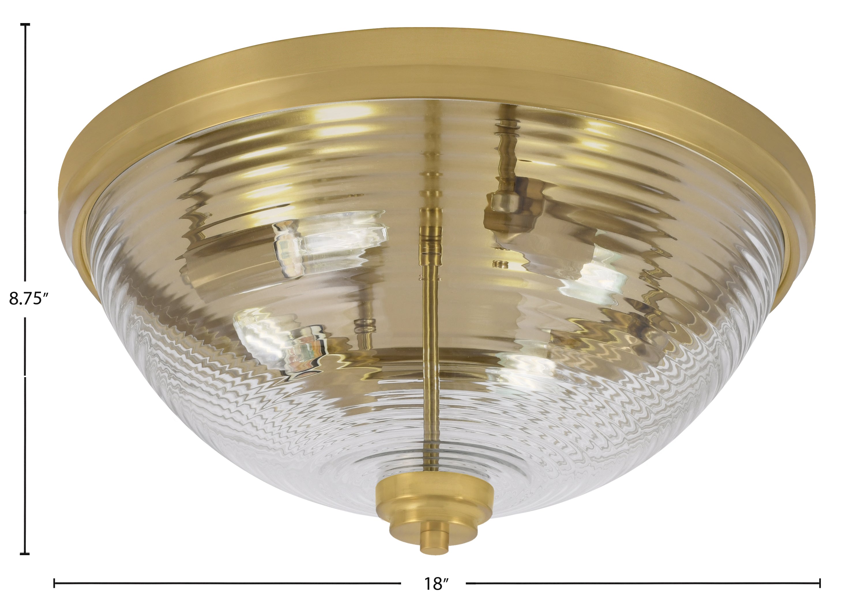 Flush Mounts Four Light Flush Mount in New Age Brass with Clear Ribbed Shade