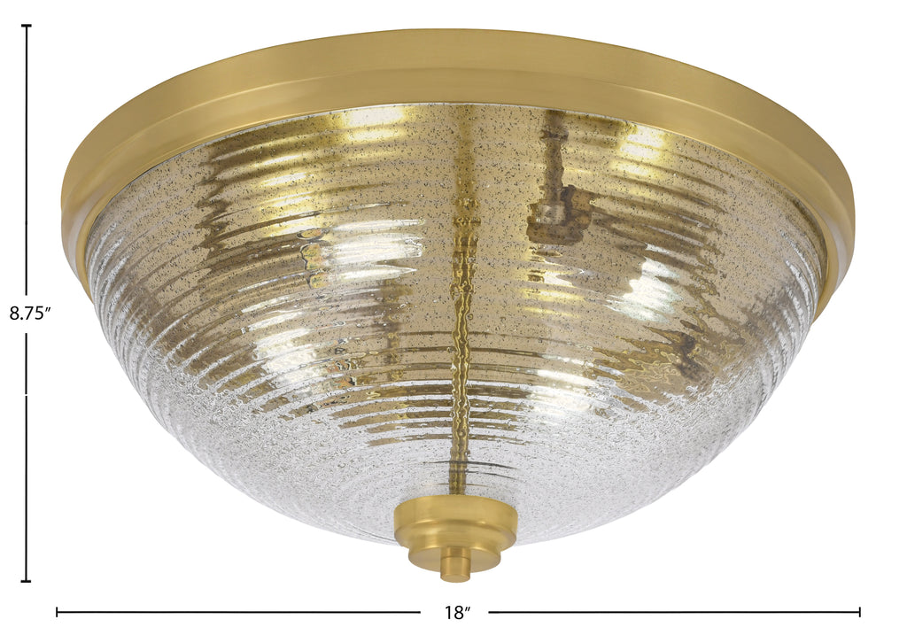 Flush Mounts Four Light Flush Mount in New Age Brass with Smoke Ribbed Shade