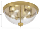 Flush Mounts Four Light Flush Mount in New Age Brass with Ribbed Clear Bubble Shade