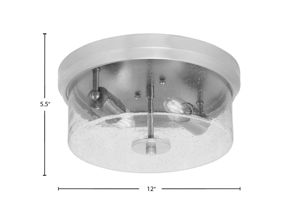 Flush Mounts Two Light Flush Mount in Brushed Nickel with Clear Bubble Shade