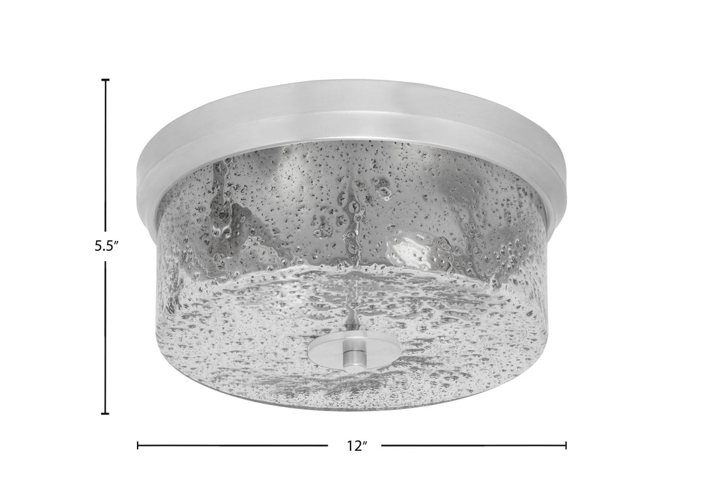 Flush Mounts Two Light Flush Mount in Brushed Nickel with Smoke Bubble Shade