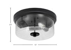 Flush Mounts Two Light Flush Mount in Matte Black with Clear Bubble Shade