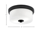Flush Mounts Two Light Flush Mount in Matte Black with White Marble Shade