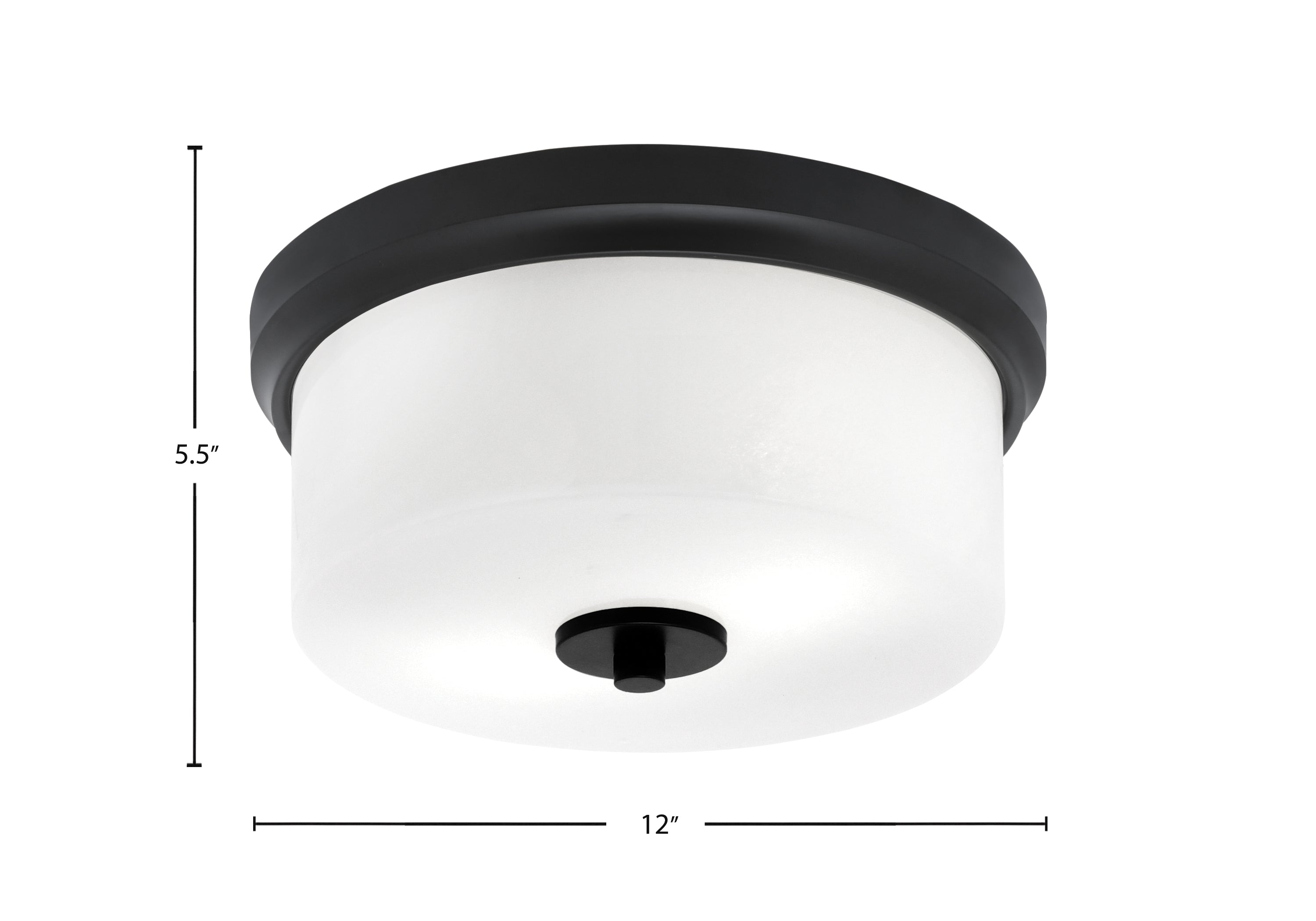 Flush Mounts Two Light Flush Mount in Matte Black with White Marble Shade