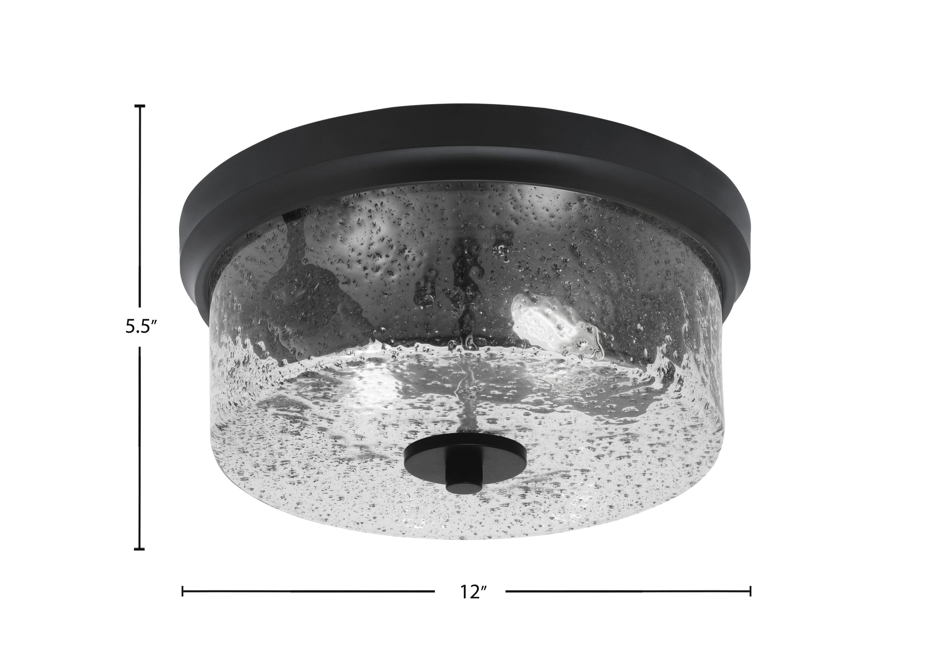 Flush Mounts Two Light Flush Mount in Matte Black with Smoke Bubble Shade