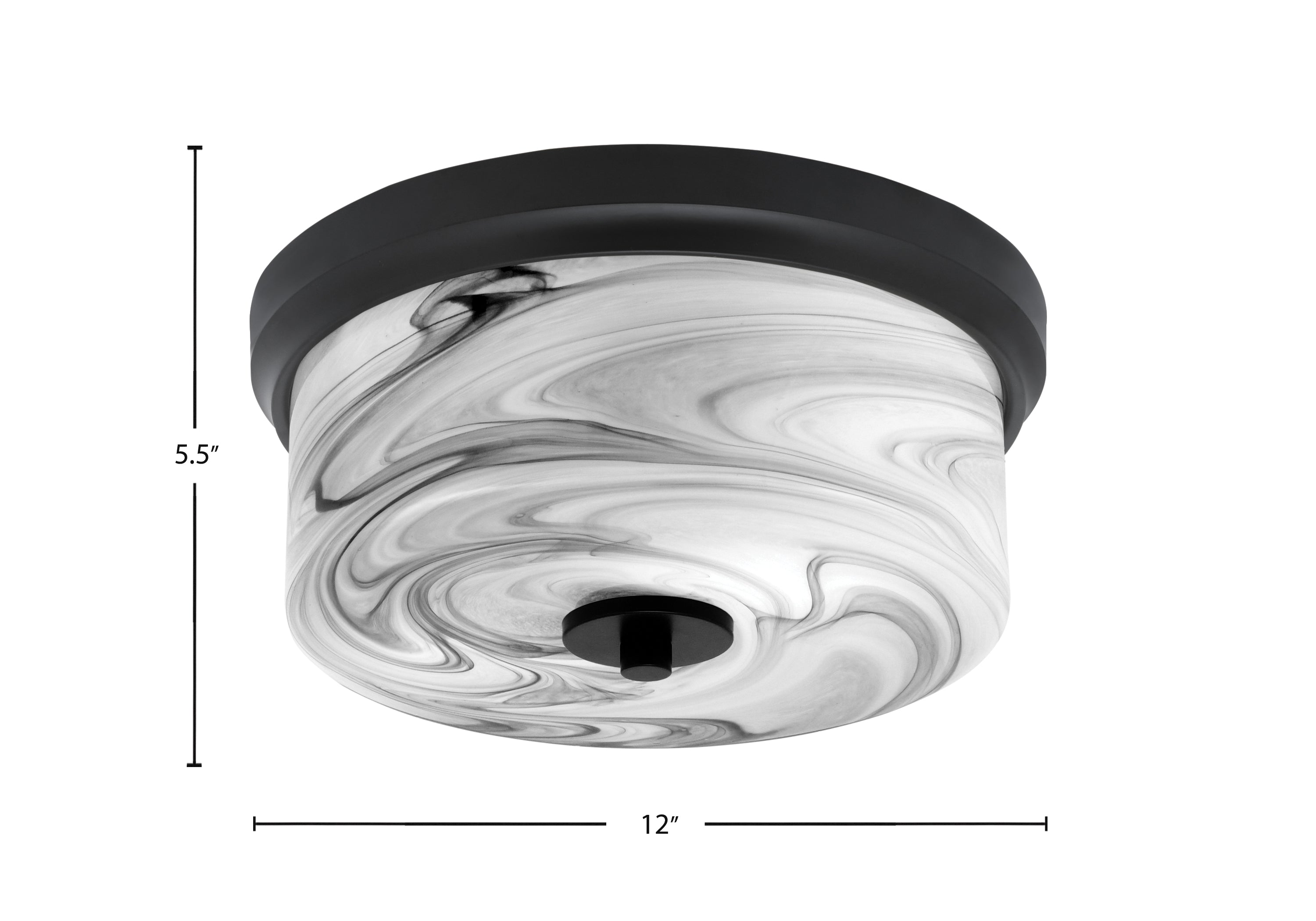 Flush Mounts Two Light Flush Mount in Matte Black with Onyx Swirl Shade