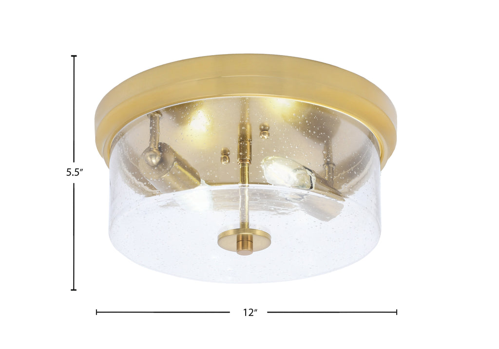 Flush Mounts Two Light Flush Mount in New Age Brass with Clear Bubble Shade