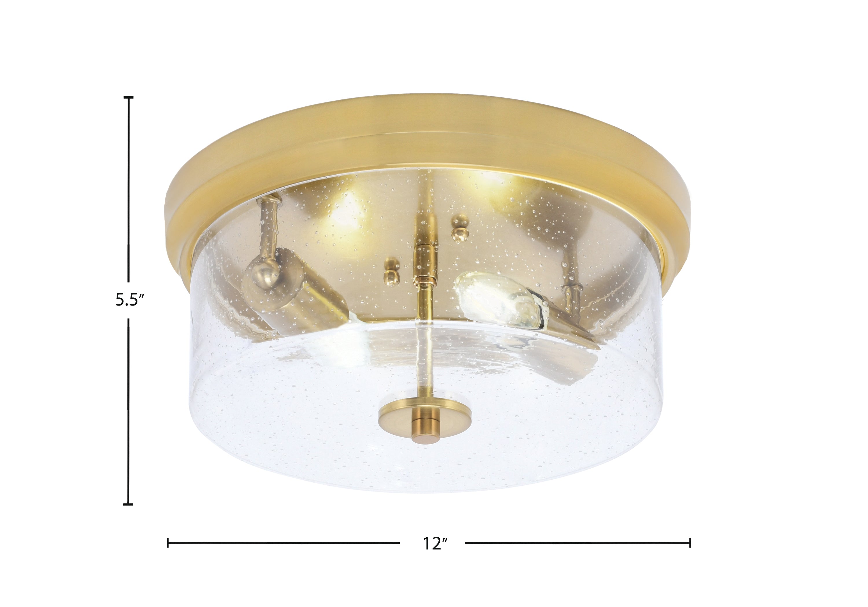 Flush Mounts Two Light Flush Mount in New Age Brass with Clear Bubble Shade