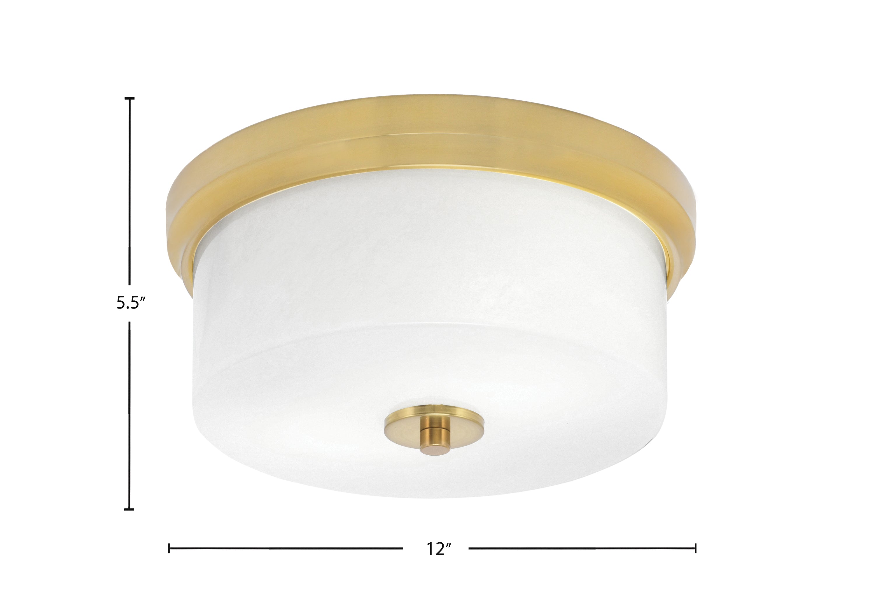 Flush Mounts Two Light Flush Mount in New Age Brass with White Marble Shade