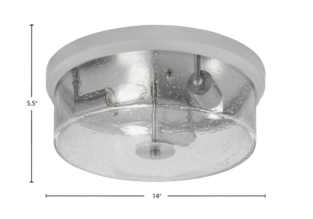 Flush Mounts Three Light Flush Mount in Brushed Nickel with Clear Bubble Shade