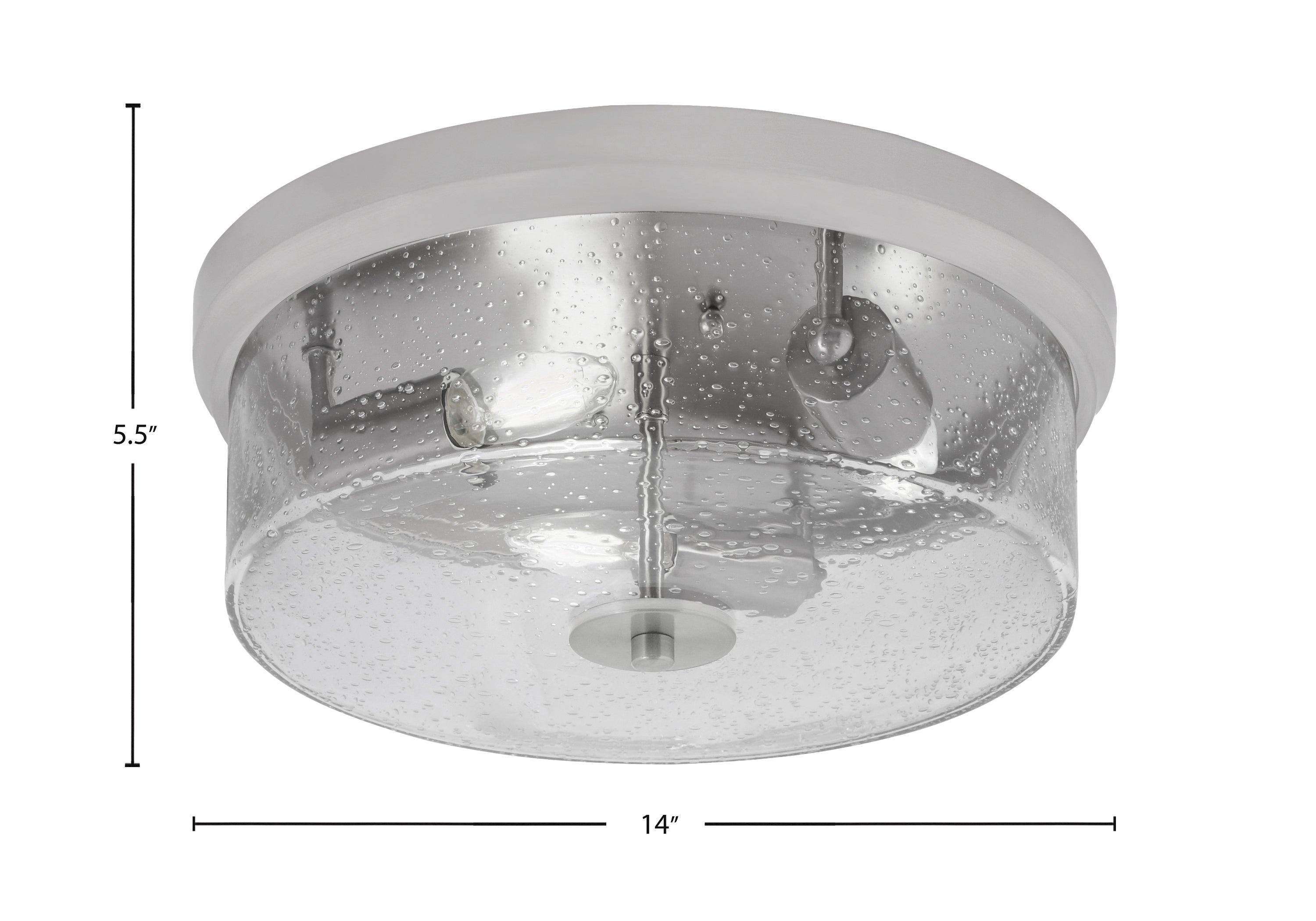Flush Mounts Three Light Flush Mount in Brushed Nickel with Clear Bubble Shade