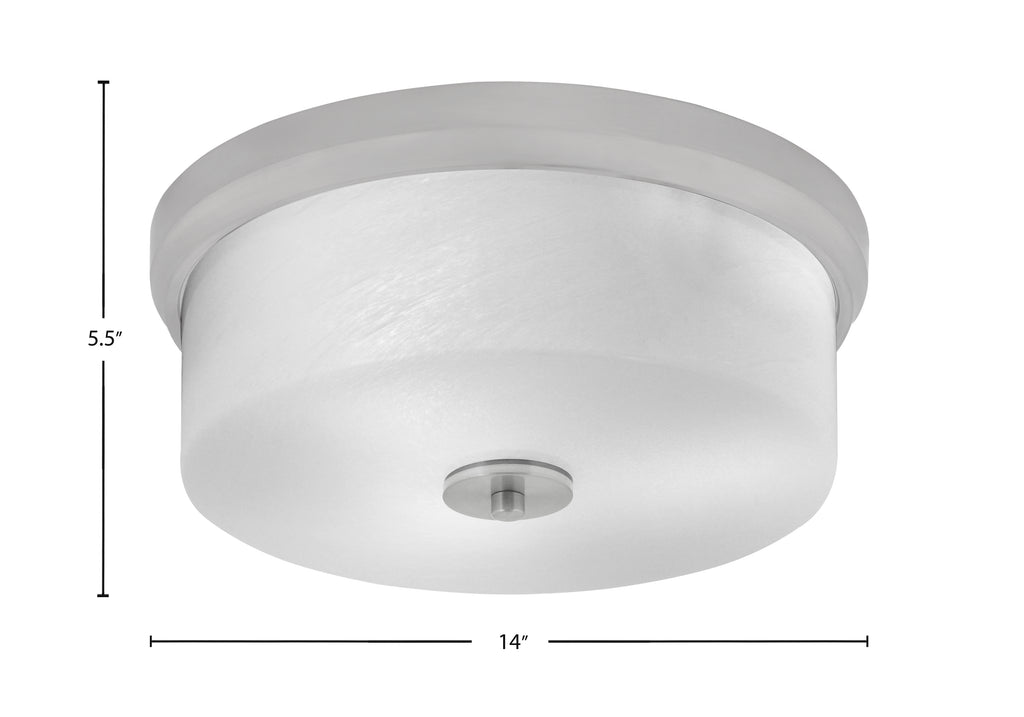 Flush Mounts Three Light Flush Mount in Brushed Nickel with White Marble Shade