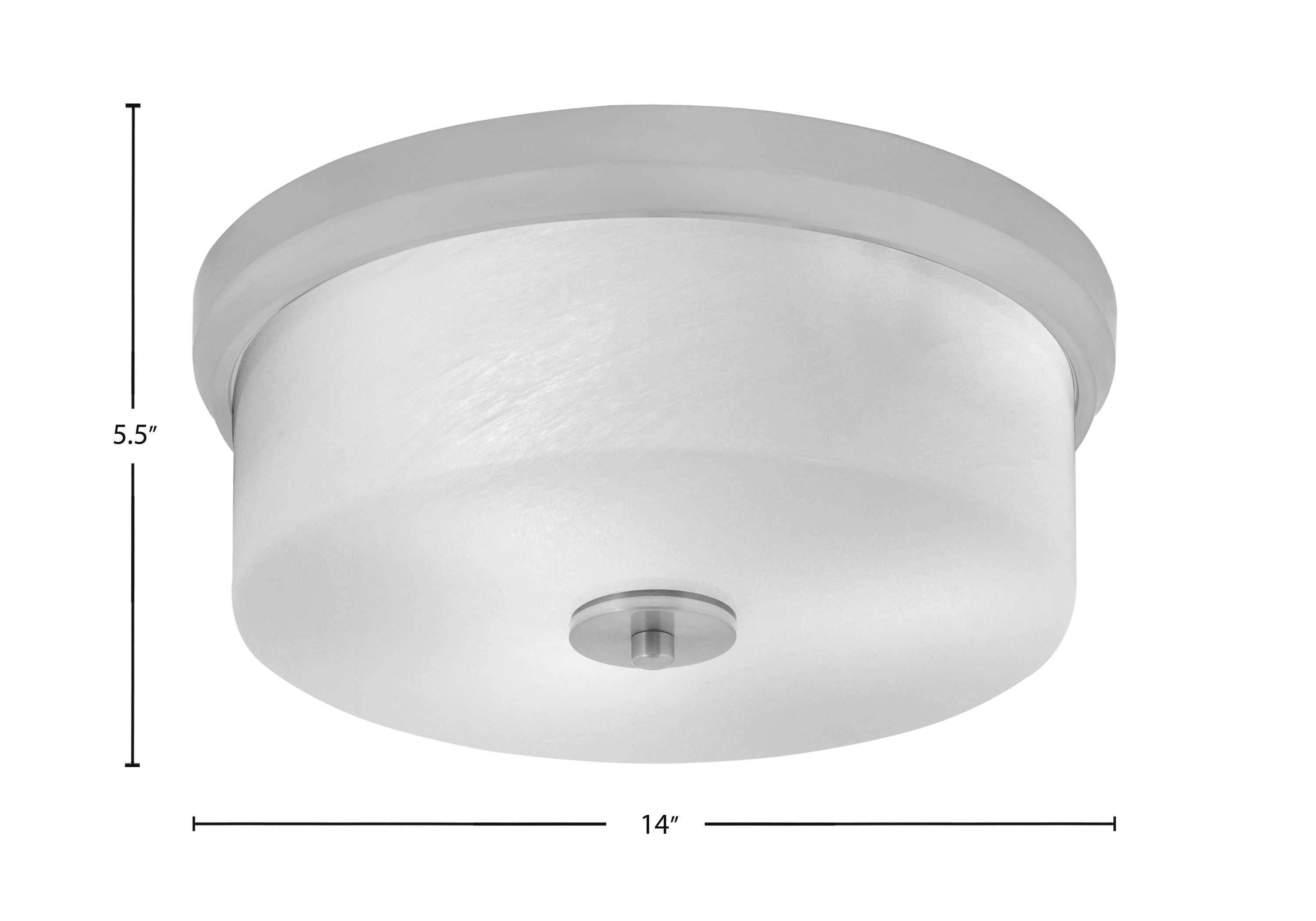 Flush Mounts Three Light Flush Mount in Brushed Nickel with White Marble Shade