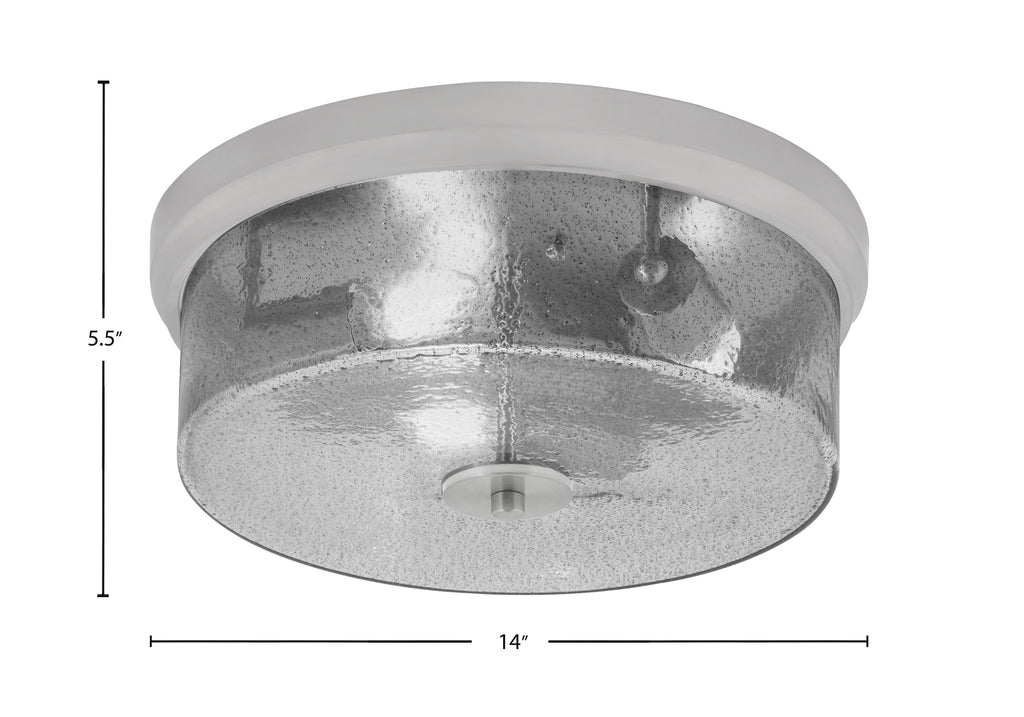 Flush Mounts Three Light Flush Mount in Brushed Nickel with Smoke Bubble Shade