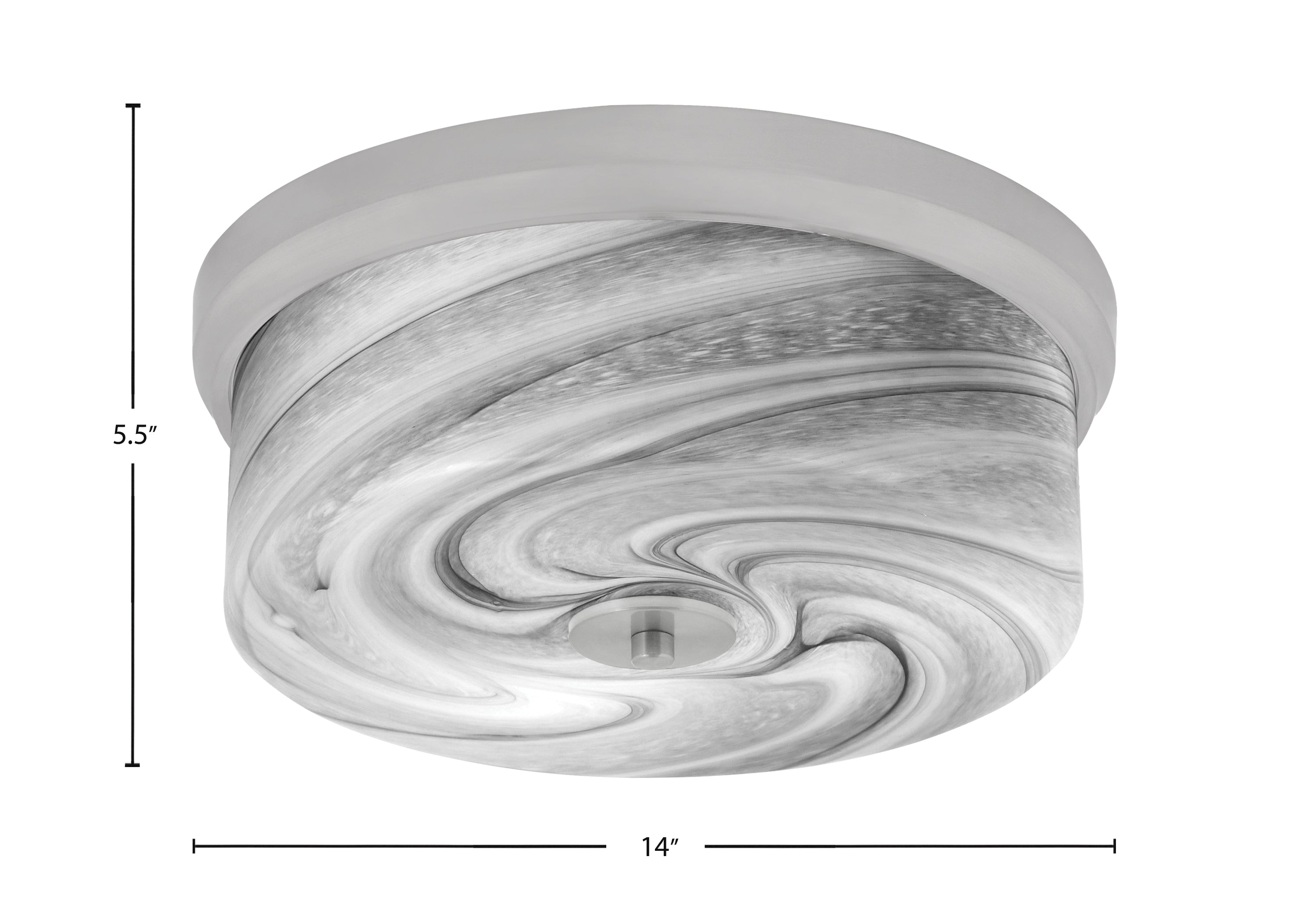 Flush Mounts Three Light Flush Mount in Brushed Nickel with Onyx Swirl Shade