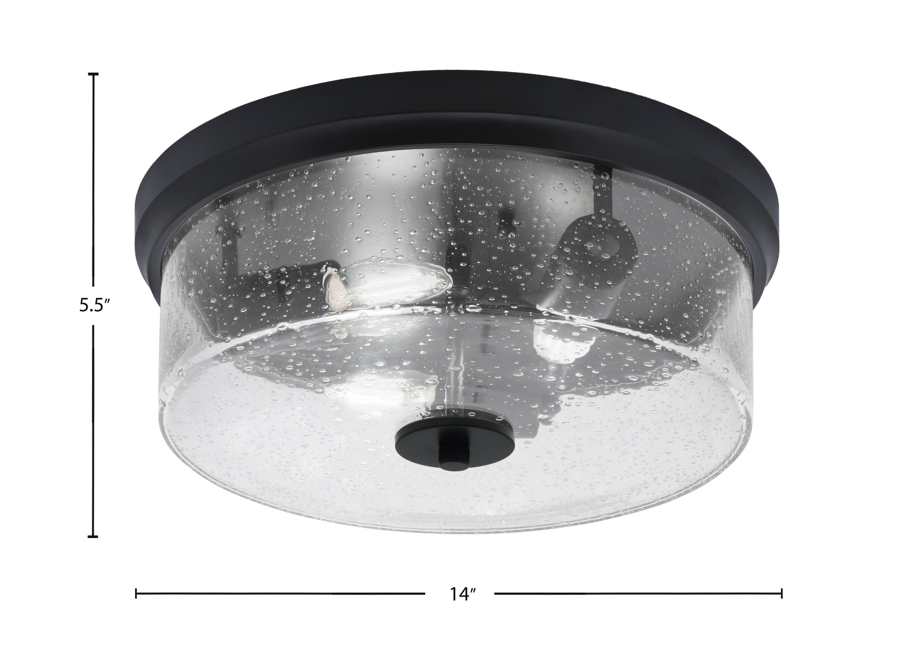 Flush Mounts Three Light Flush Mount in Matte Black with Clear Bubble Shade
