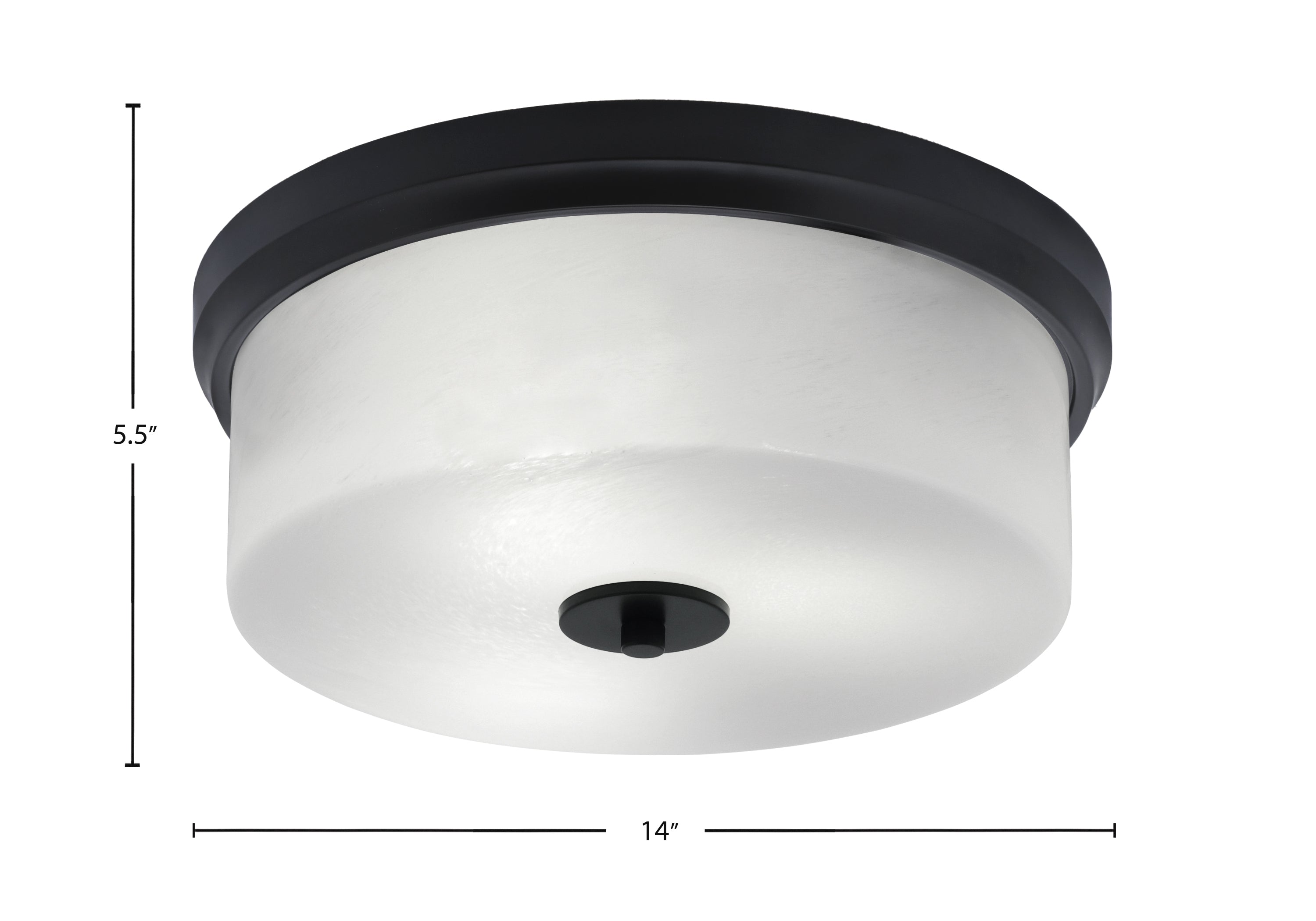 Flush Mounts Three Light Flush Mount in Matte Black with White Marble Shade