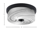 Flush Mounts Three Light Flush Mount in Matte Black with Onyx Swirl Shade