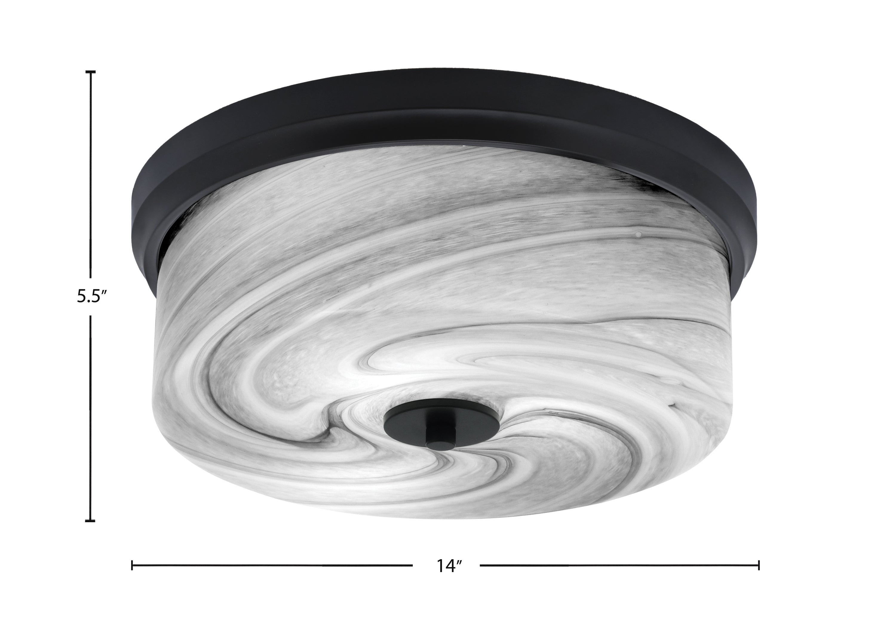 Flush Mounts Three Light Flush Mount in Matte Black with Onyx Swirl Shade
