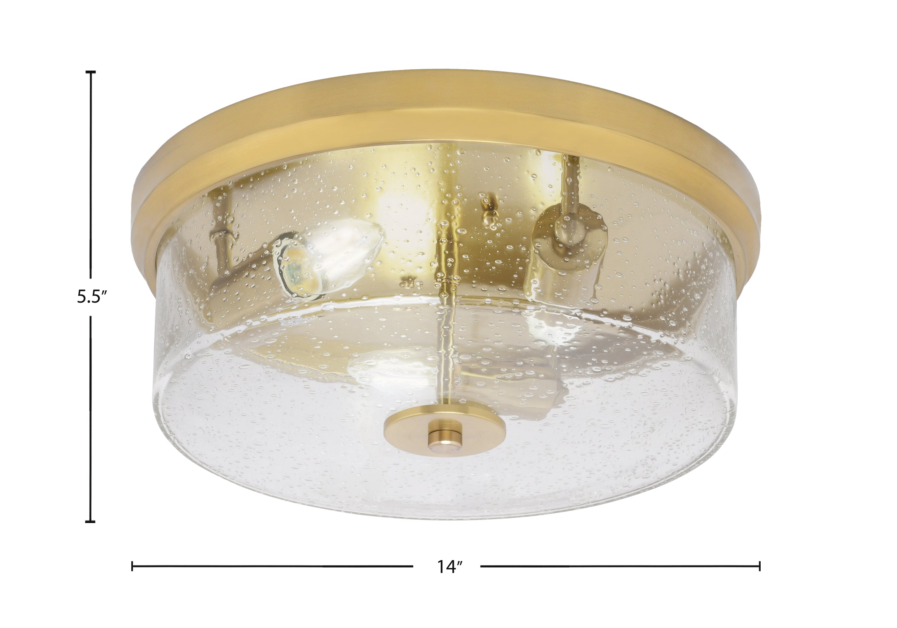 Flush Mounts Three Light Flush Mount in New Age Brass with Clear Bubble Shade