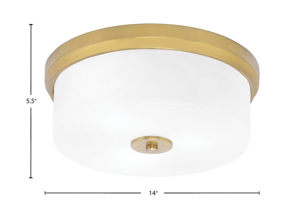 Flush Mounts Three Light Flush Mount in New Age Brass with White Marble Shade