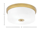Flush Mounts Three Light Flush Mount in New Age Brass with White Marble Shade