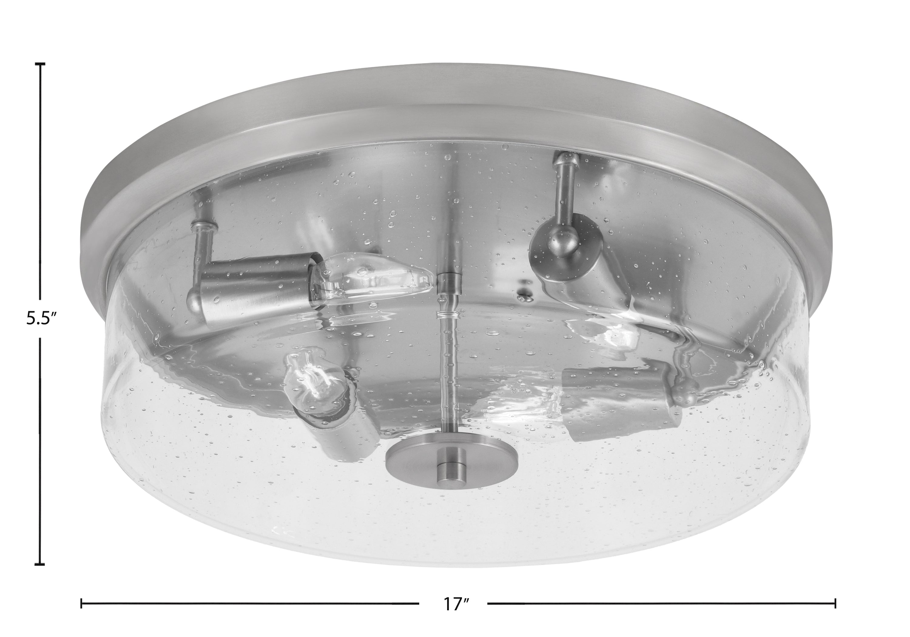 Flush Mounts Four Light Flush Mount in Brushed Nickel with Clear Bubble Shade