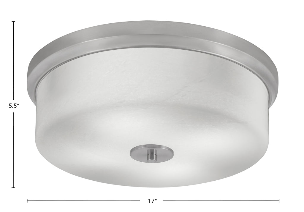 Flush Mounts Four Light Flush Mount in Brushed Nickel with White Marble Shade
