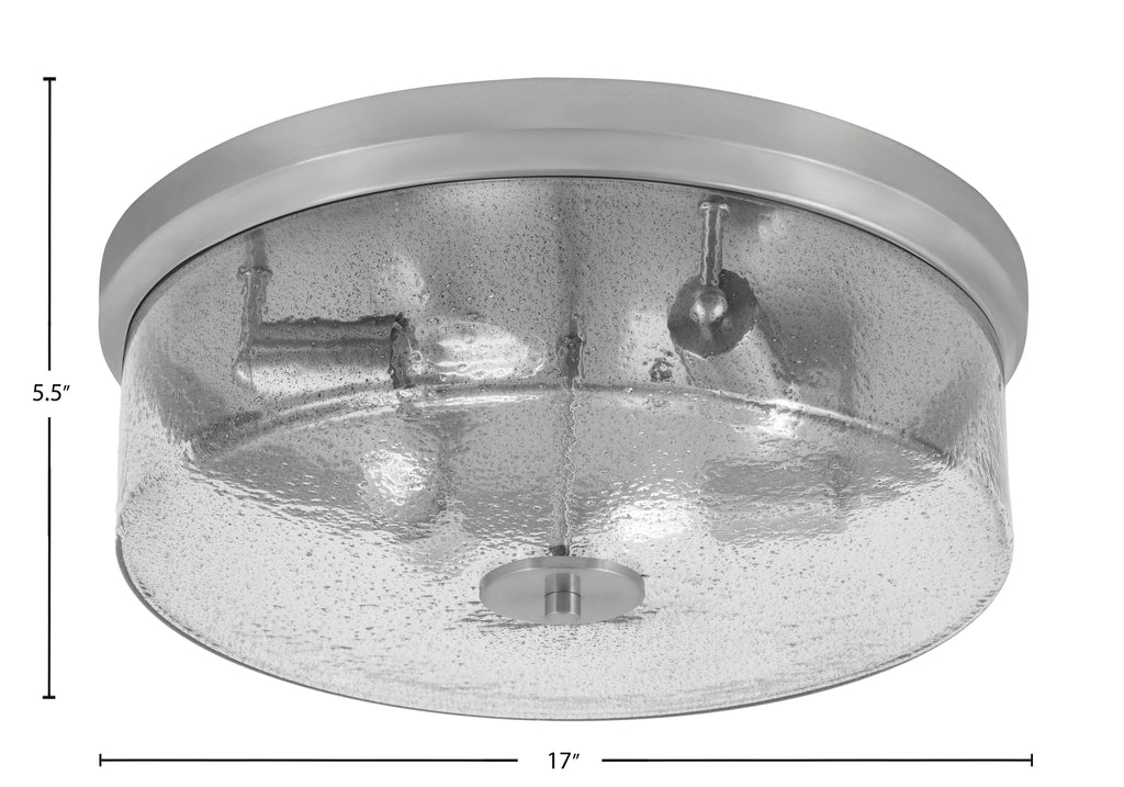 Flush Mounts Four Light Flush Mount in Brushed Nickel with Smoke Bubble Shade