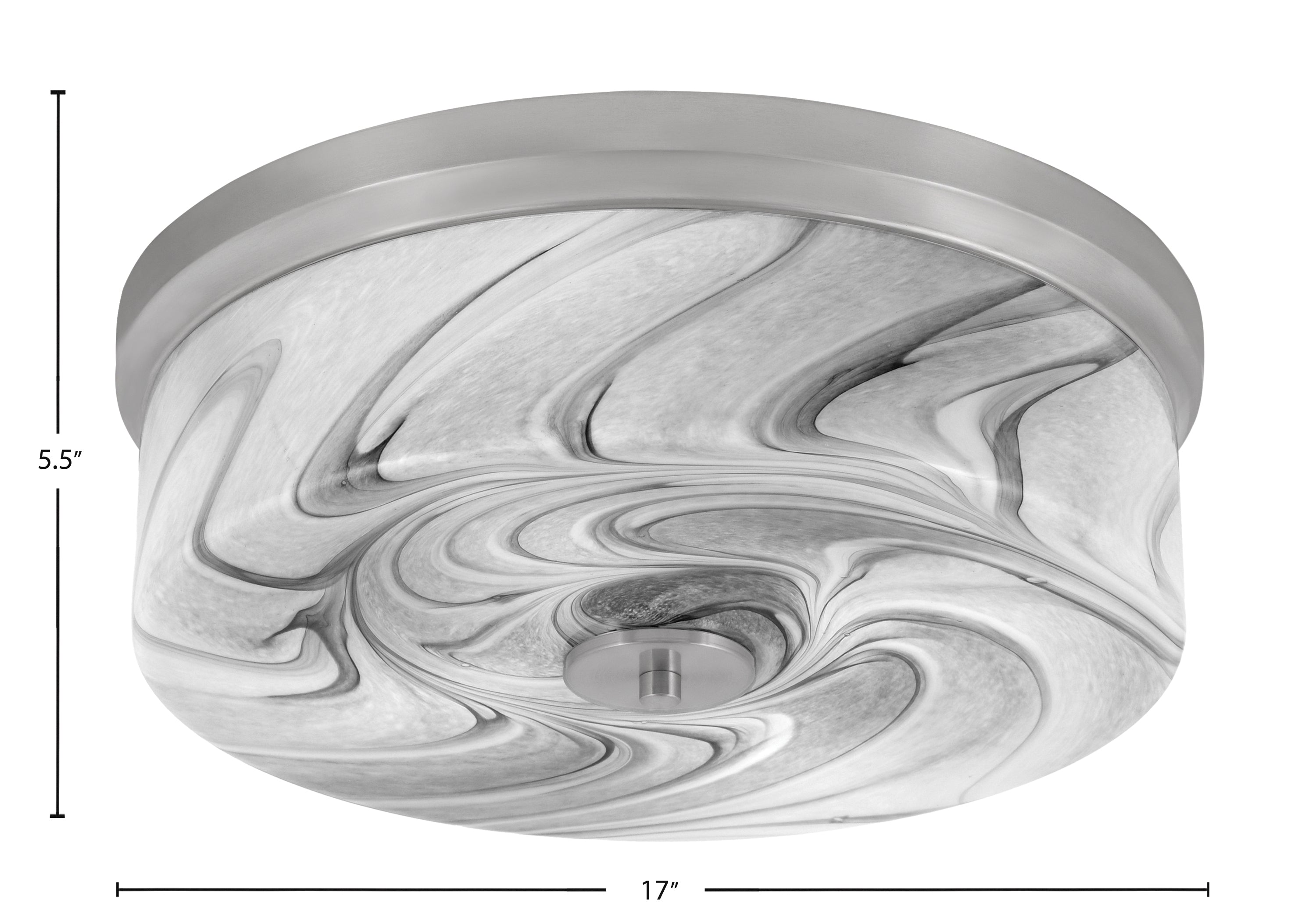 Flush Mounts Four Light Flush Mount in Brushed Nickel with Onyx Swirl Shade