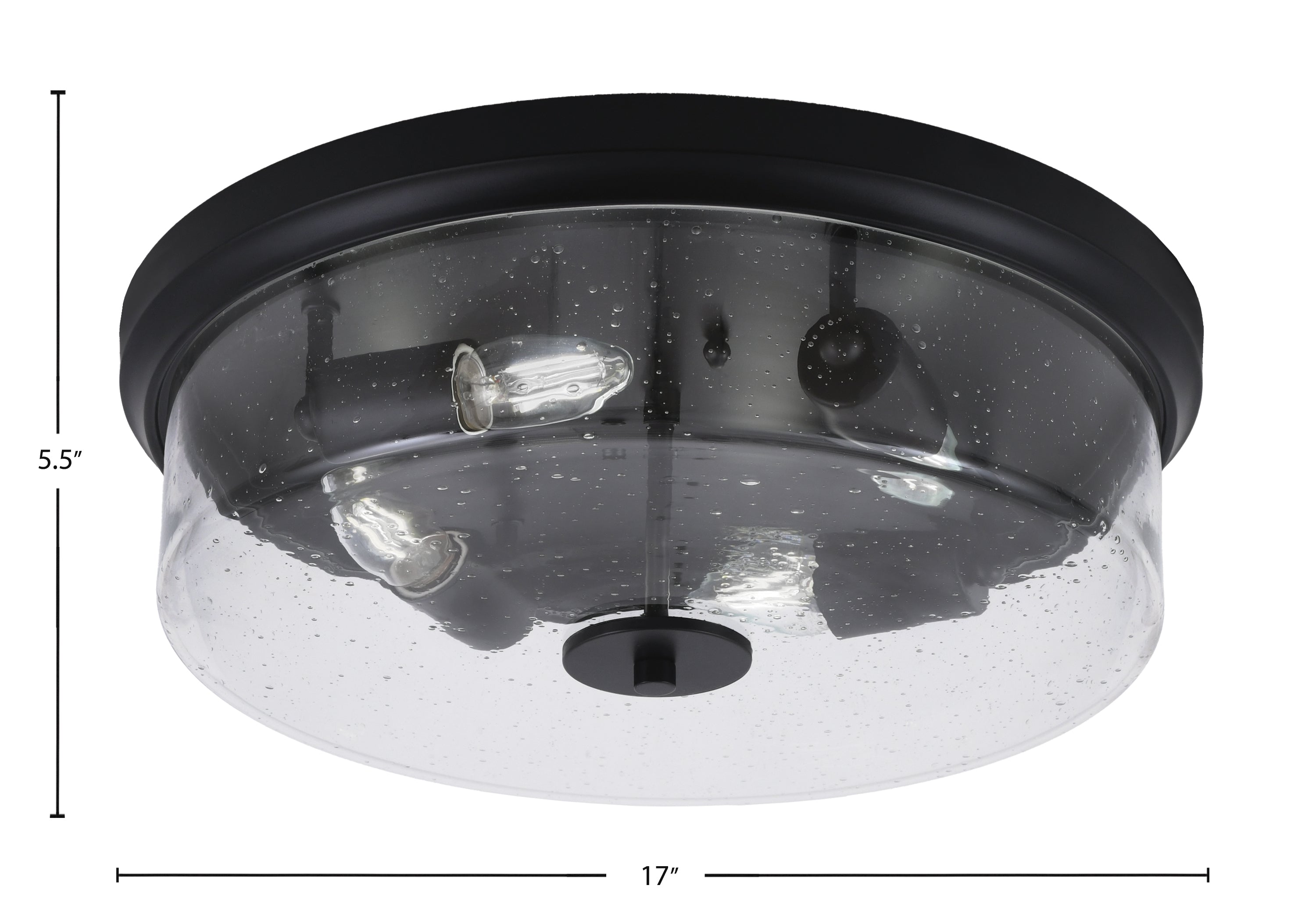Flush Mounts Four Light Flush Mount in Matte Black with Clear Bubble Shade