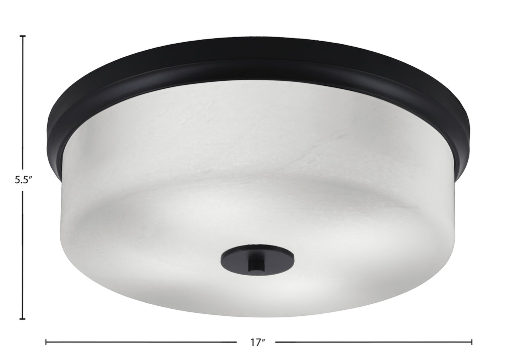 Flush Mounts Four Light Flush Mount in Matte Black with White Marble Shade