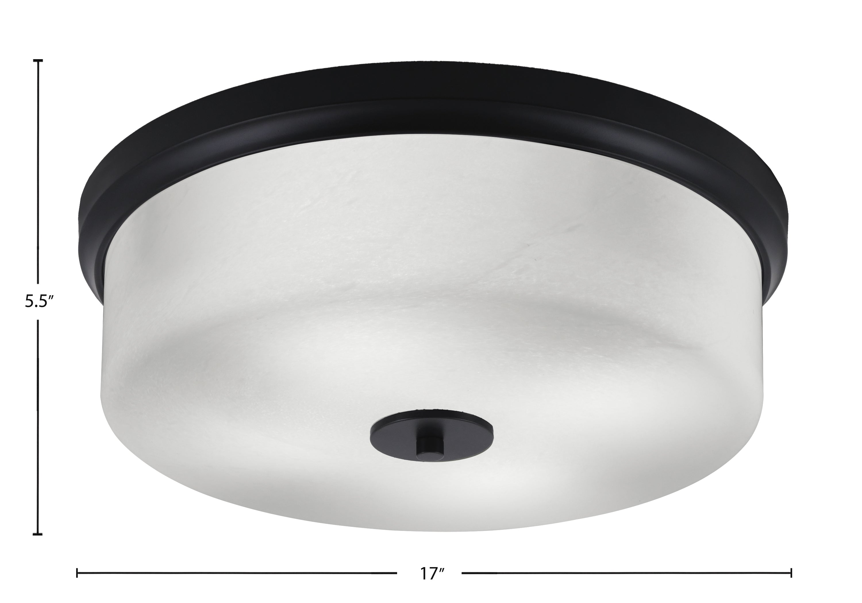Flush Mounts Four Light Flush Mount in Matte Black with White Marble Shade