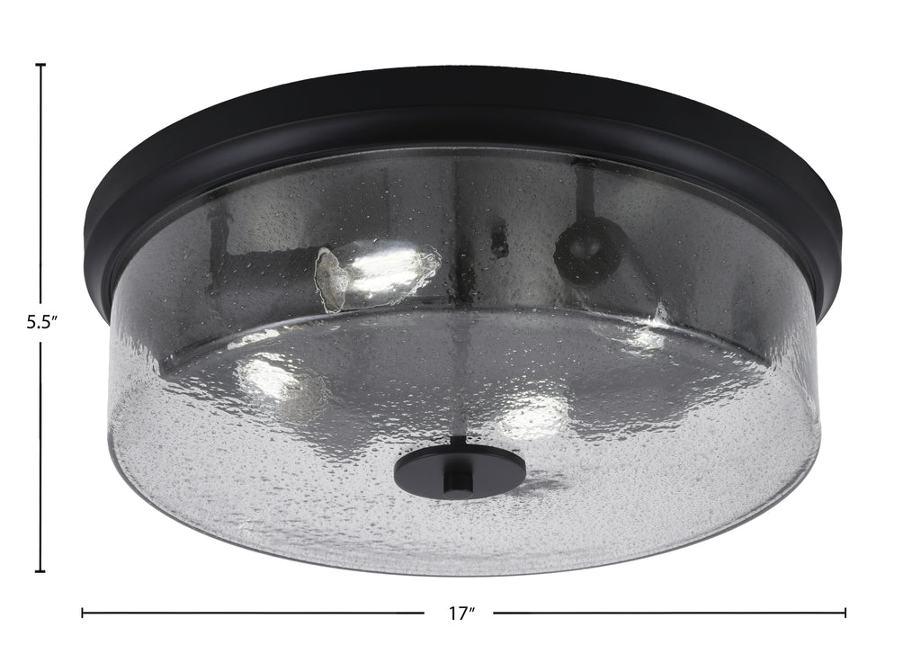 Flush Mounts Four Light Flush Mount in Matte Black with Smoke Bubble Shade