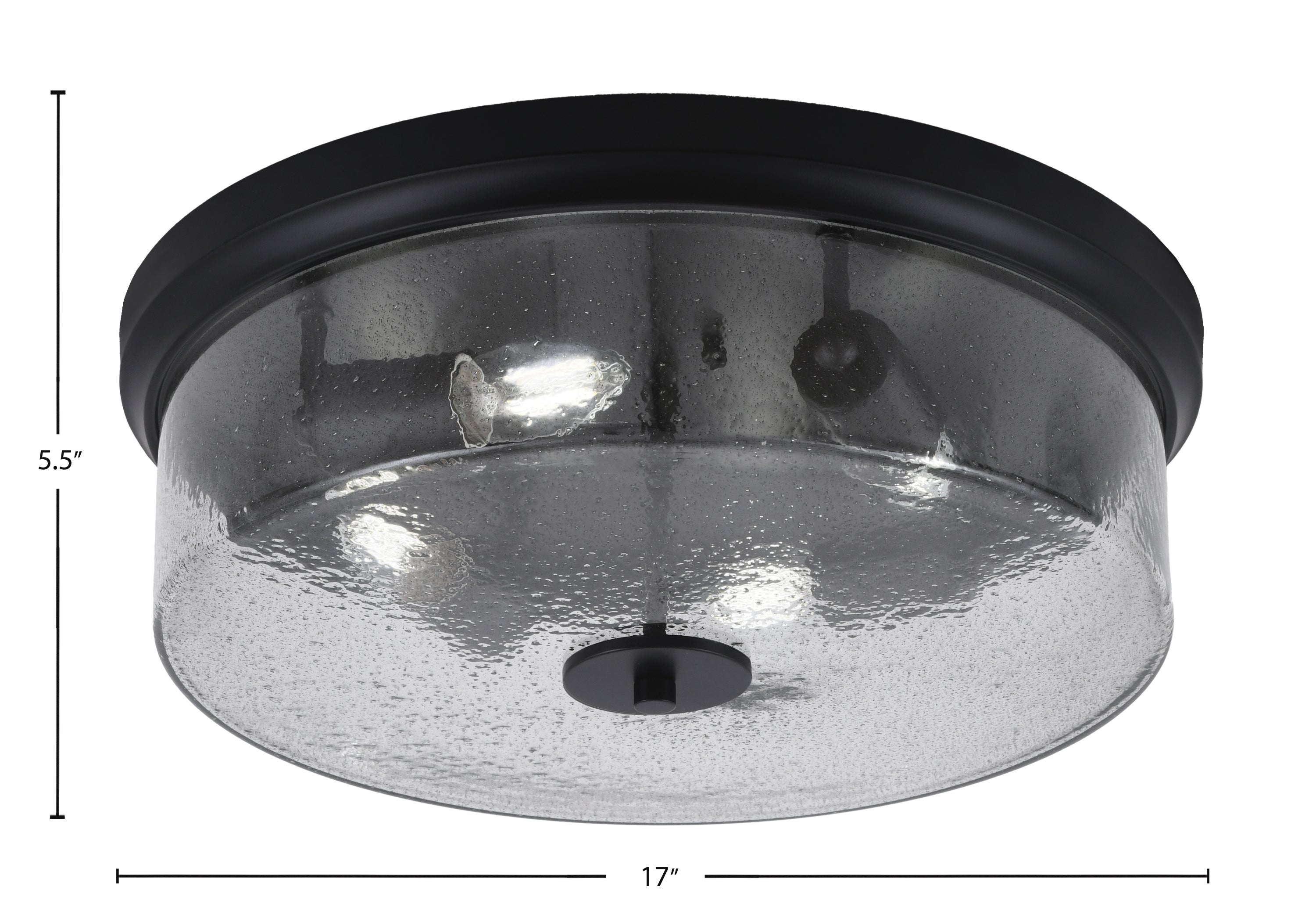Flush Mounts Four Light Flush Mount in Matte Black with Smoke Bubble Shade