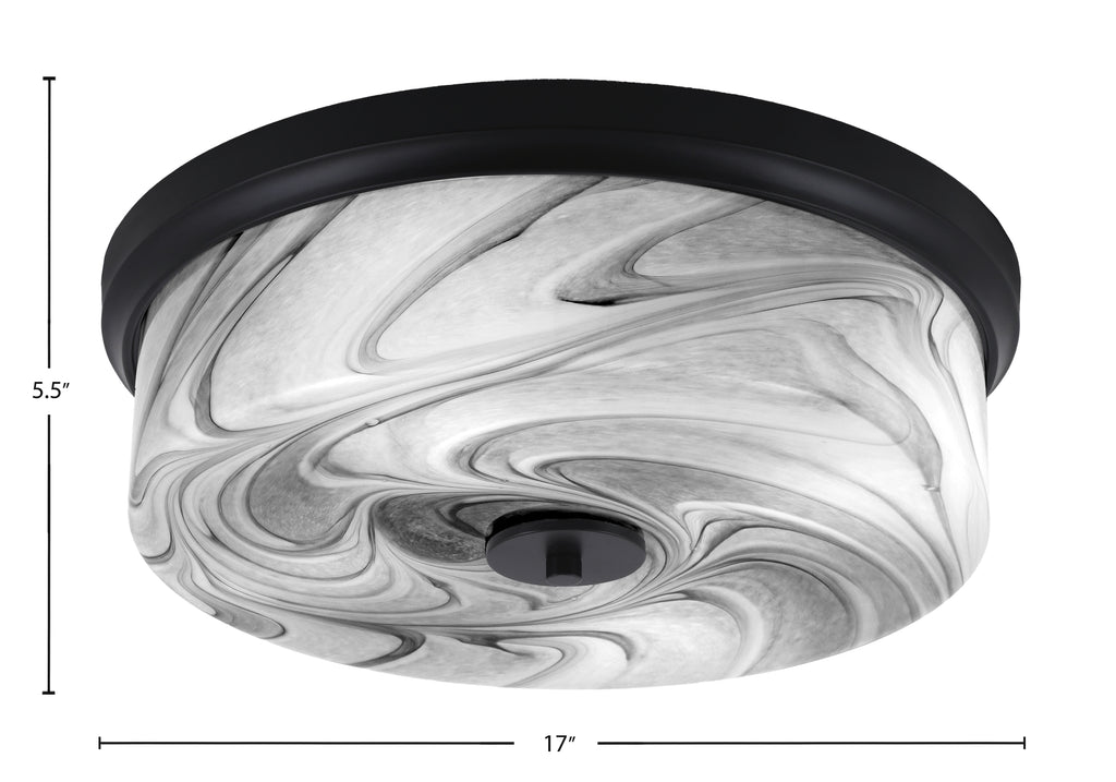 Flush Mounts Four Light Flush Mount in Matte Black with Onyx Swirl Shade
