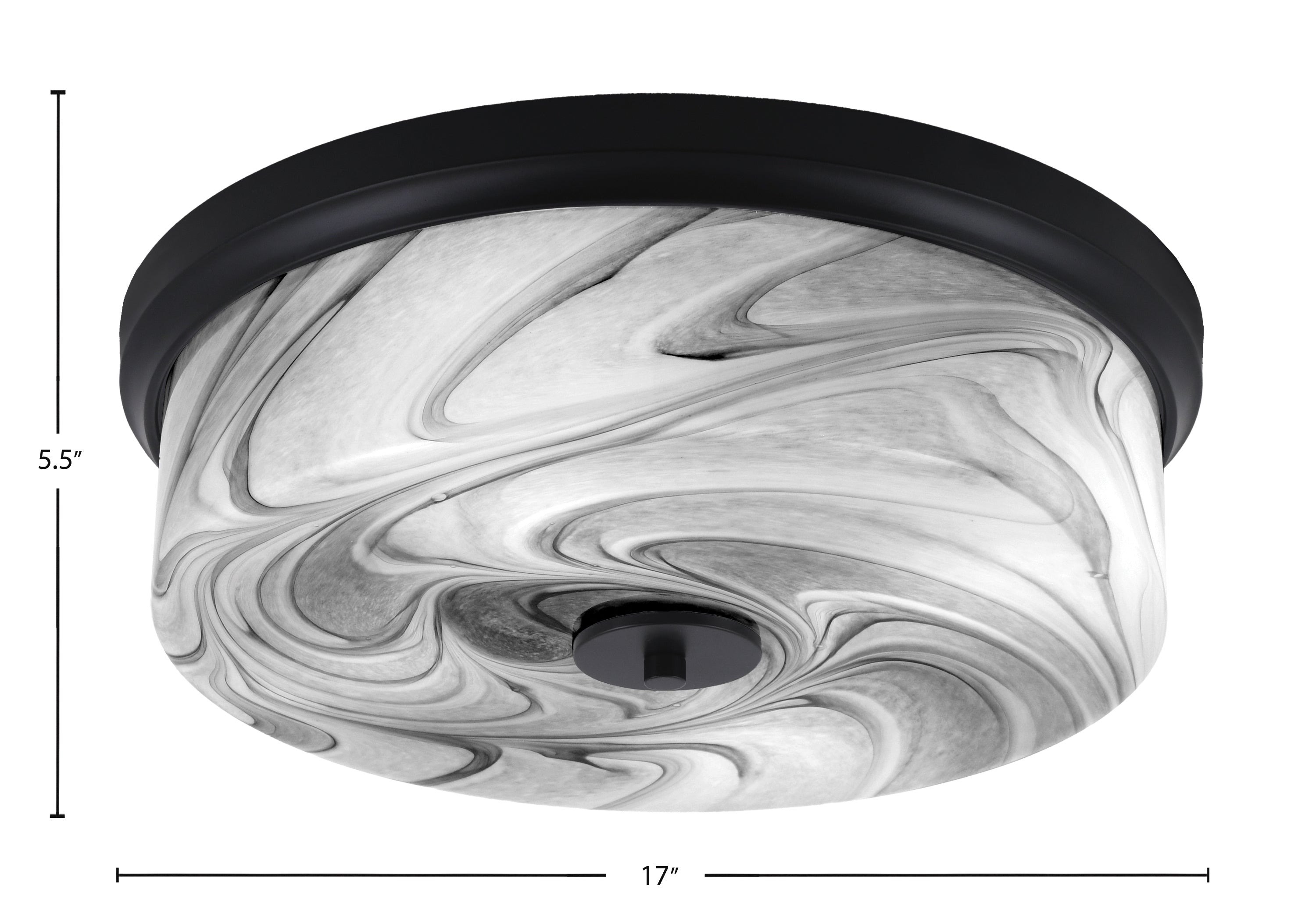 Flush Mounts Four Light Flush Mount in Matte Black with Onyx Swirl Shade