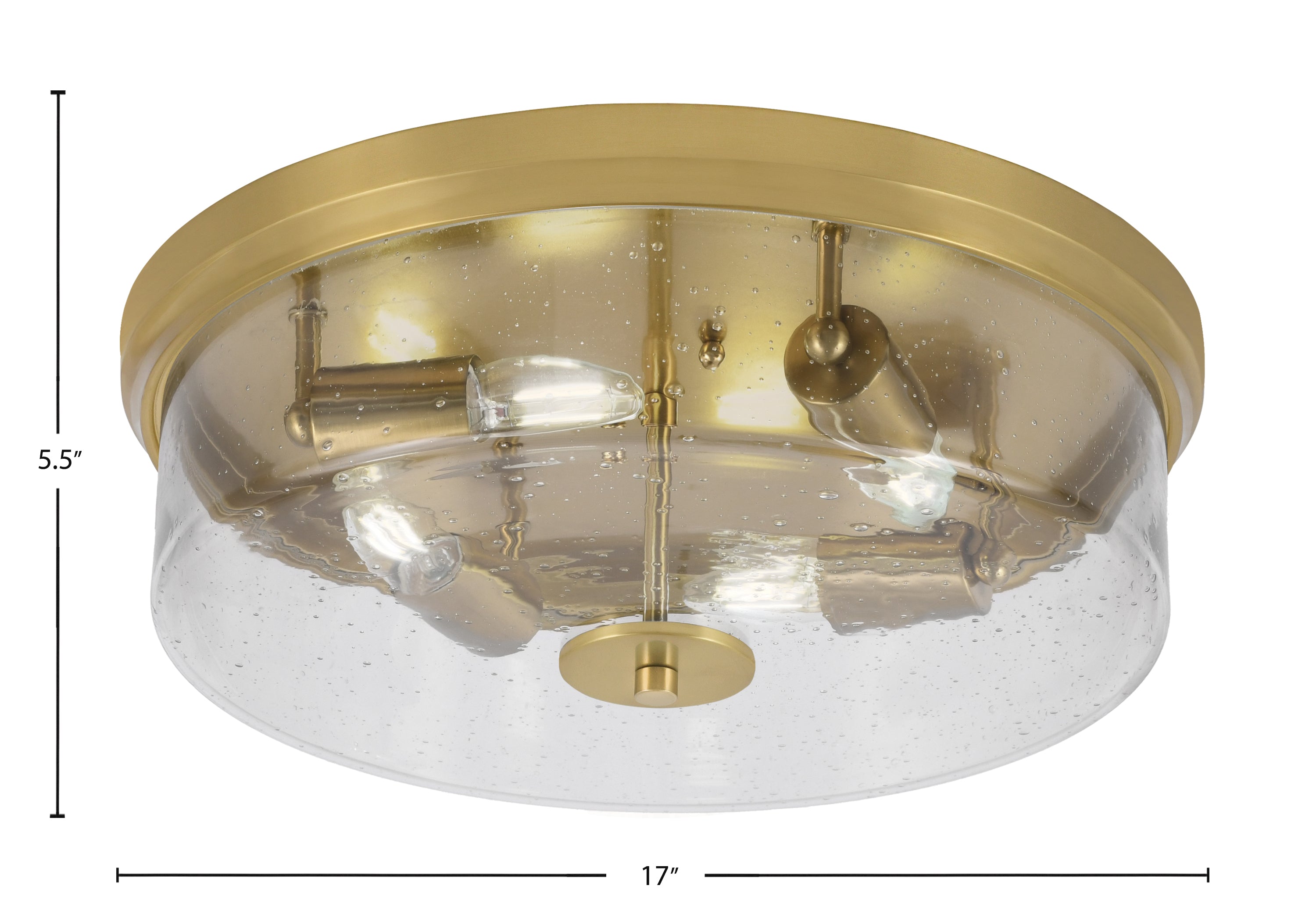 Flush Mounts Four Light Flush Mount in New Age Brass with Clear Bubble Shade