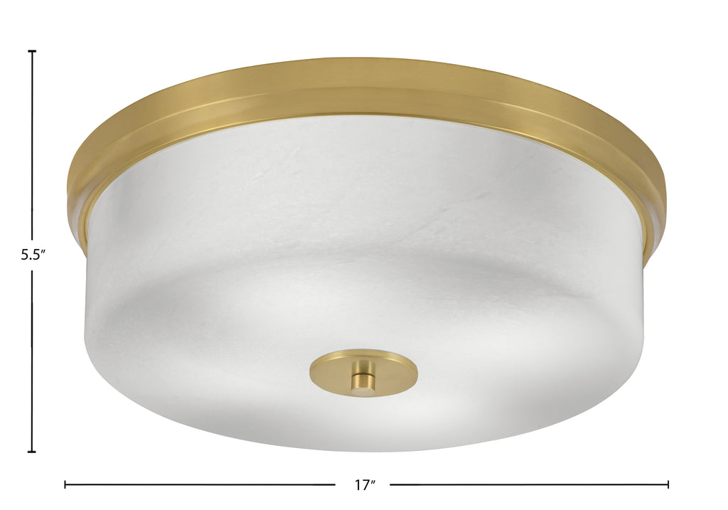 Flush Mounts Four Light Flush Mount in New Age Brass with White Marble Shade