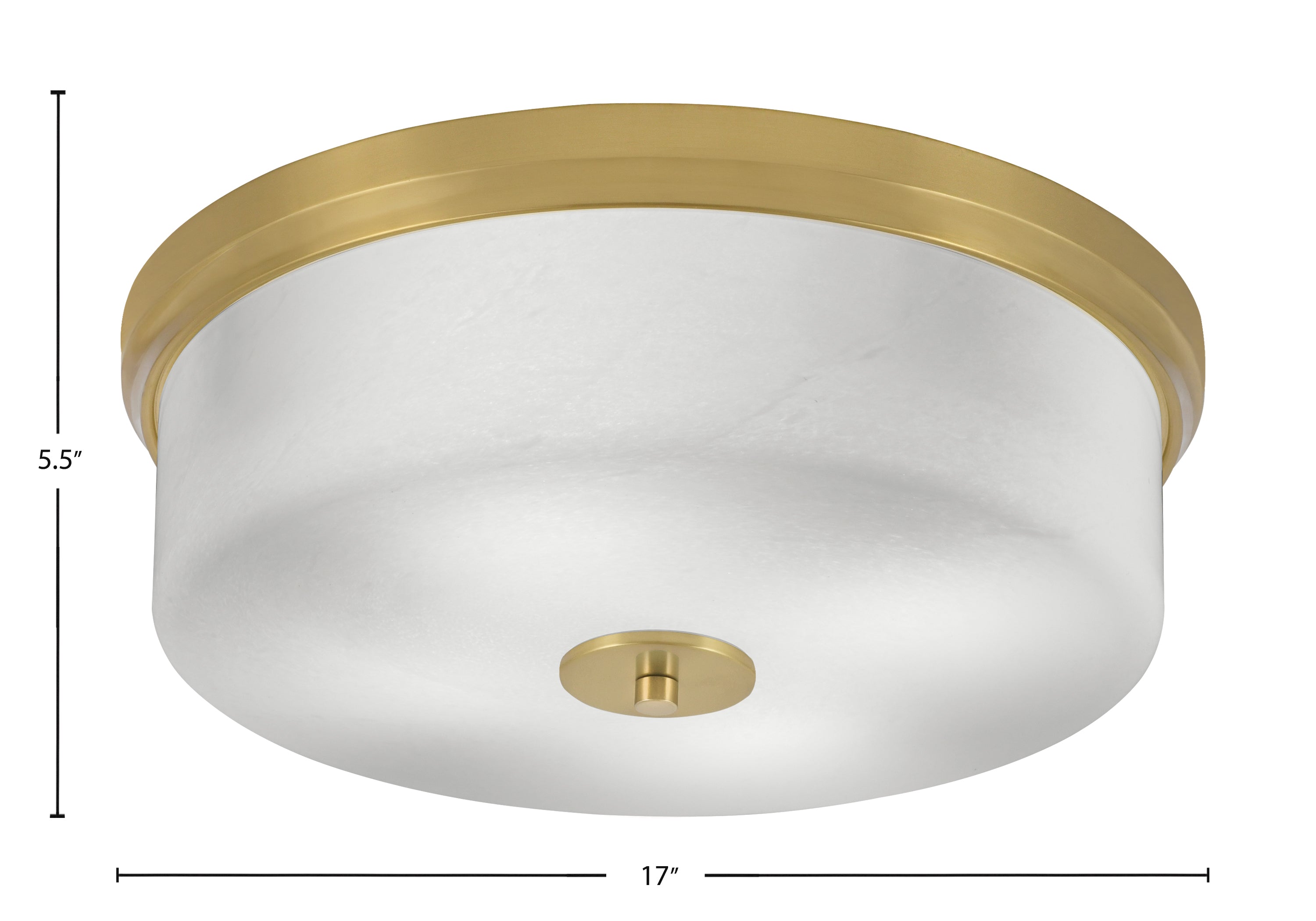 Flush Mounts Four Light Flush Mount in New Age Brass with White Marble Shade
