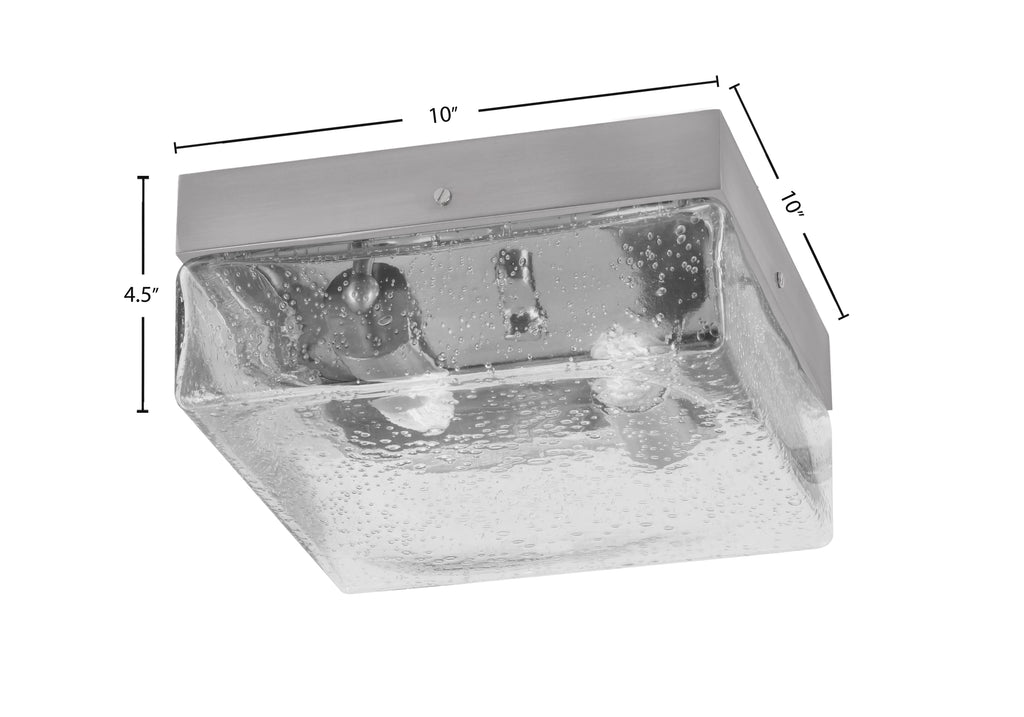 Flush Mounts Two Light Flush Mount in Brushed Nickel with Clear Bubble Shade