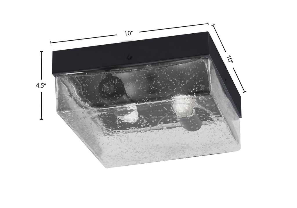 Flush Mounts Two Light Flush Mount in Matte Black with Clear Bubble Shade