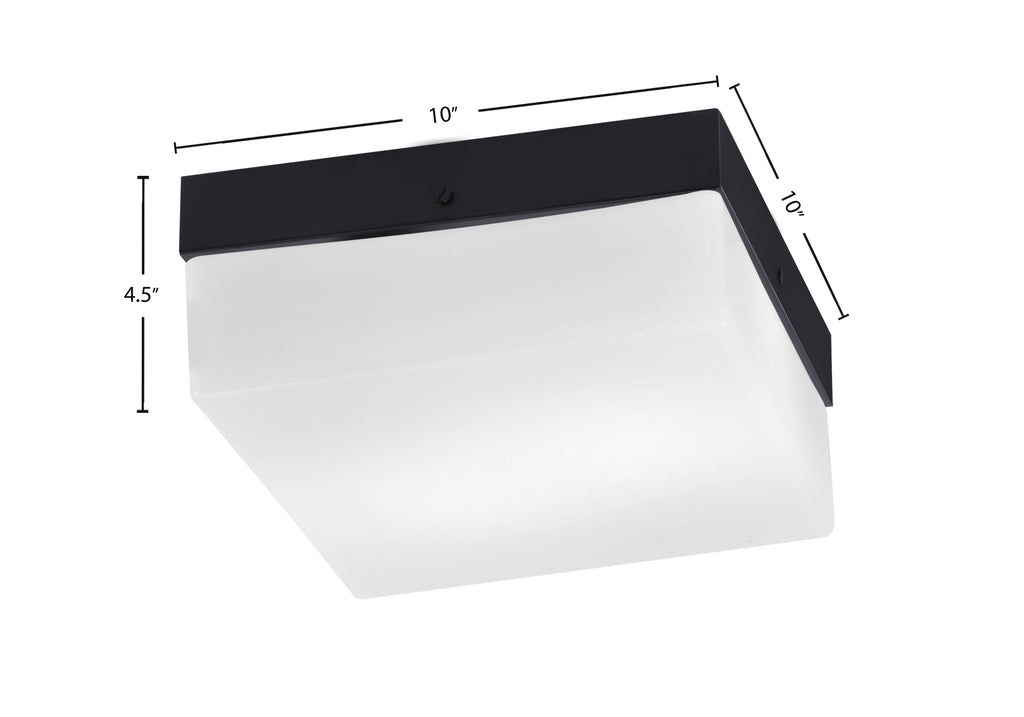 Flush Mounts Two Light Flush Mount in Matte Black with White Marble Shade