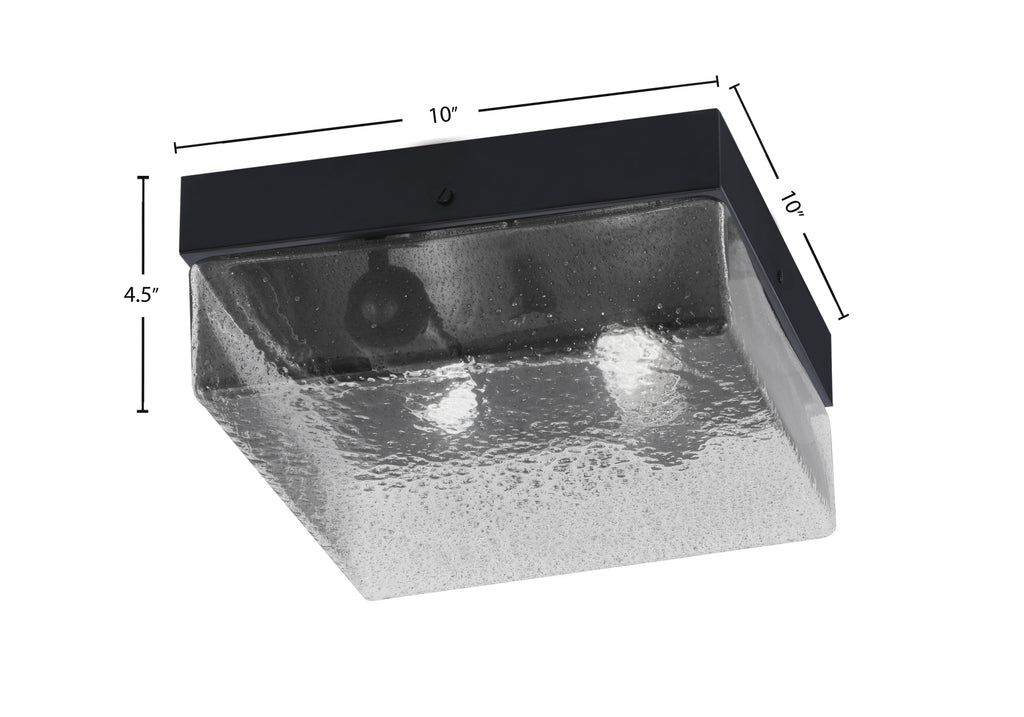 Flush Mounts Two Light Flush Mount in Matte Black with Smoke Bubble Shade