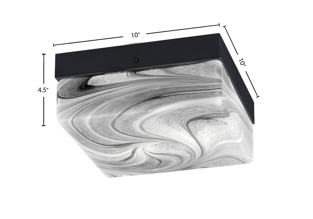 Flush Mounts Two Light Flush Mount in Matte Black with Onyx Swirl Shade