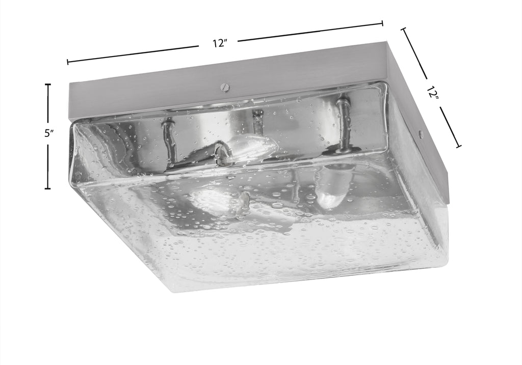 Flush Mounts Three Light Flush Mount in Brushed Nickel with Clear Bubble Shade