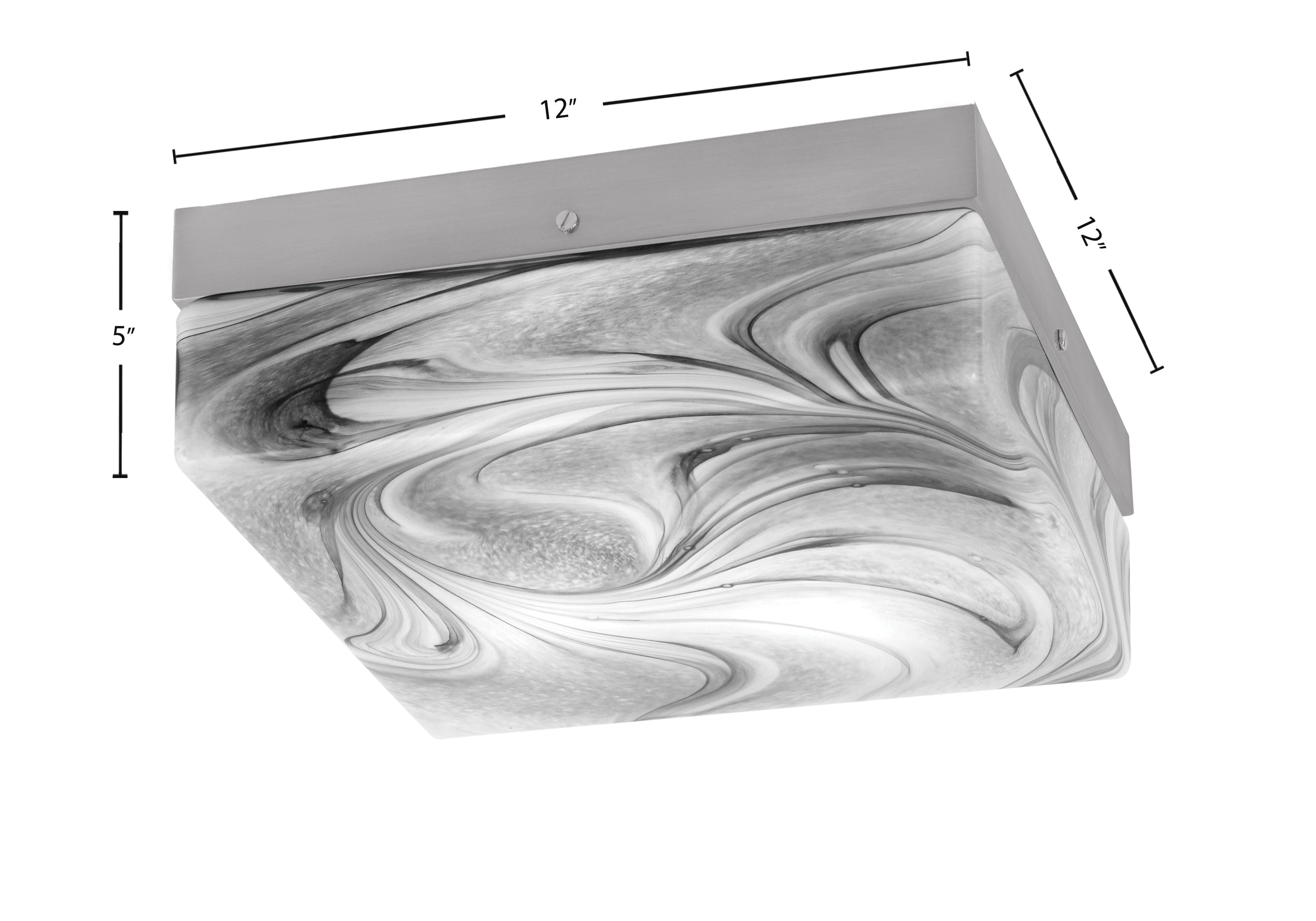 Flush Mounts Three Light Flush Mount in Brushed Nickel with Onyx Swirl Shade